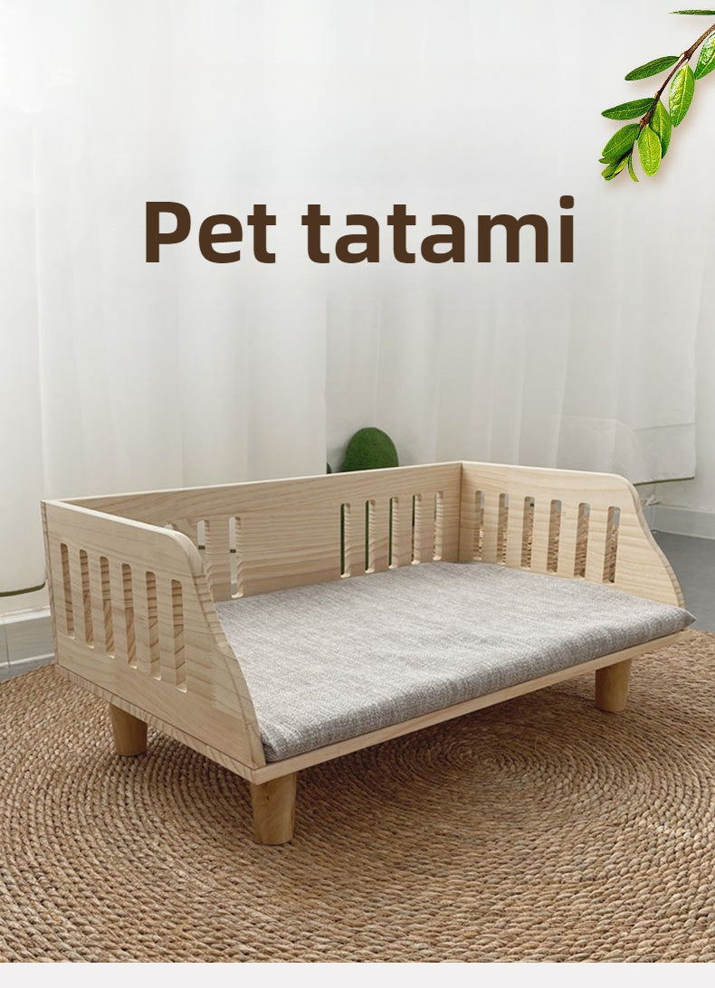 Hollow surrounded pet tatami, cat pet bed, wooden, indoor four seasons