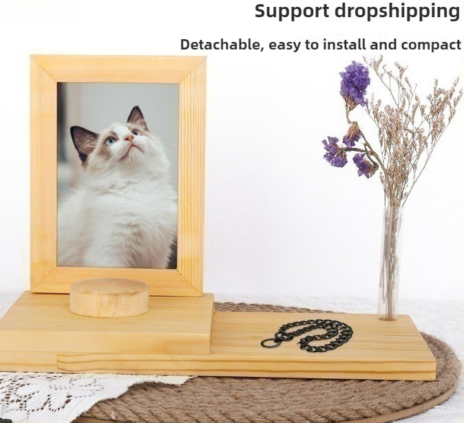 Pet commemorative photo frame wooden cat photo frame table dog photo ornament