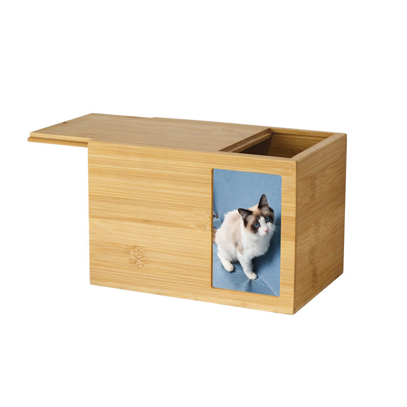 Bamboo wood bamboo pet urn wooden box cat dog small animal manufacturer wholesale coffin commemorative box