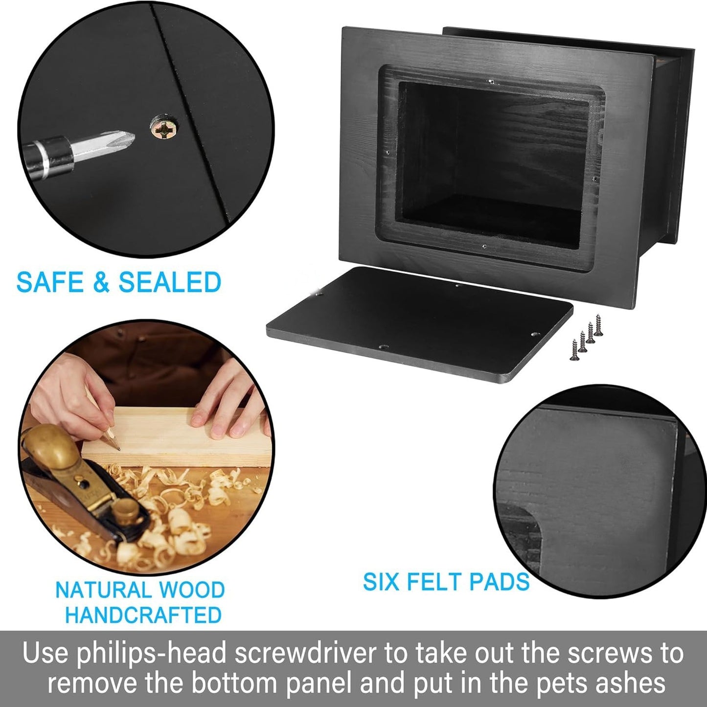 Pet urn, wooden black frame, suitable for cats and dogs and other pets