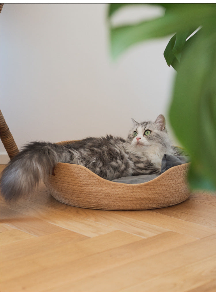 Cool and breathable kitten bed weaving summer rattan four-season universal kennel cat cat litter
