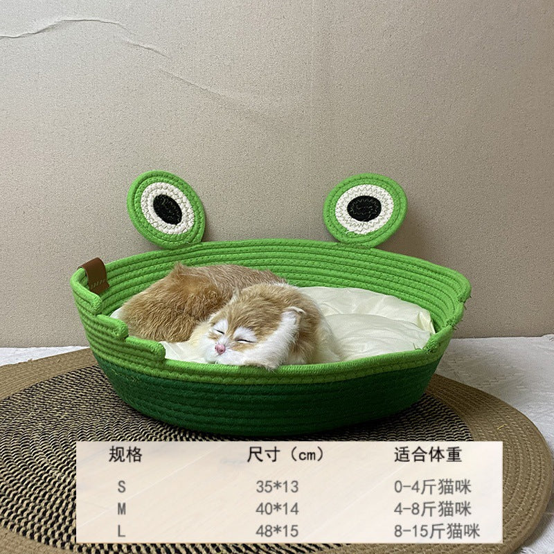 Woven cat nest frog prince design pet nest universal in all seasons washable grinding claws cat scratching board integrated sleeping nest