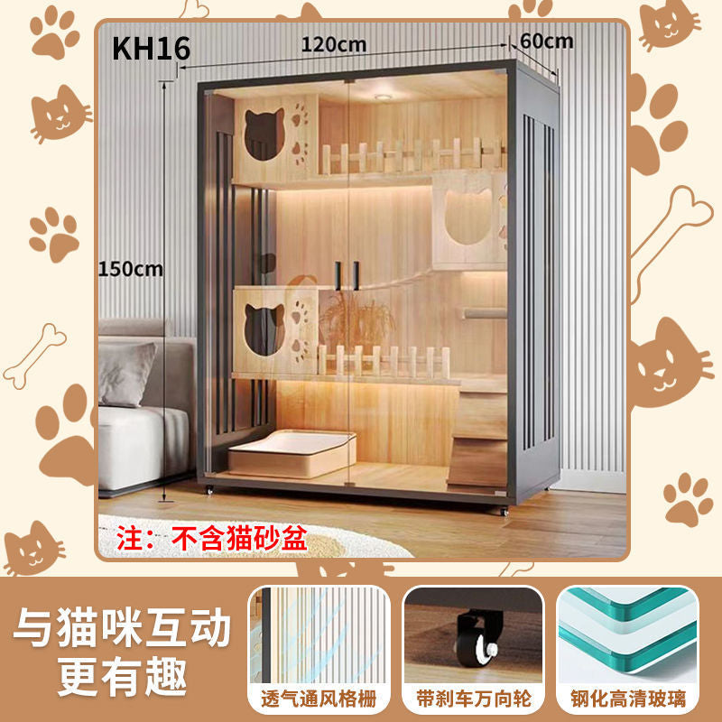 Cat Villa Wooden Cat Cage Household Indoor Double-layer Cat Cabinet Three-layer Cat House Pet Cabinet Cat Nest Cat House