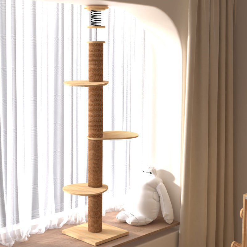 Wholesale Solid Wood Tongtian Wooden Cat Scratch Post Cat Climbing Frame Cat Jump Platform Pet Toy Factory Cat Nest Cat Tree