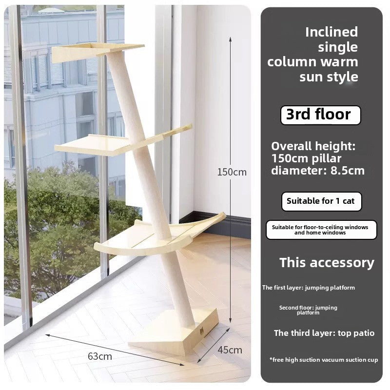 Wholesale custom cat climbing frame Small apartment solid wood against the wall cat scratching board integrated leaning tower leaning against the cat jumping platform climbing column wall type