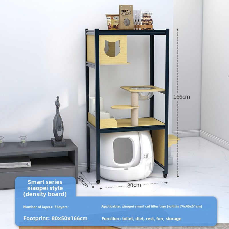 Large cat climbing frame cat climbing cabinet cat shelf cat toilet integrated solid wood cat frame multi-layer