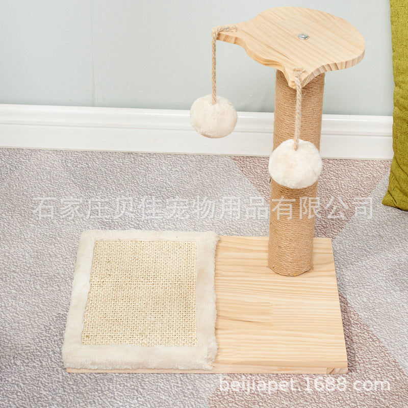 Wholesale Solid Wood Cat Climbing Frame Cat Jumping Platform Cat Scratch Post Resistant Scratch Hemp Pillar Cat Ball Pet Toys