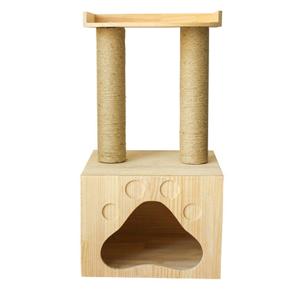 Wholesale Solid Wood Cat Climbing Frame Cat Jumping Platform Cat Scratch Post Resistant Scratch Hemp Pillar Cat Ball Pet Toys