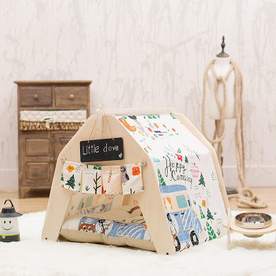 Wholesale Kennel Cat Nest Tent Small and Medium Dog Pet Nest Removable Yurt Teddy Pomeranian Wood House