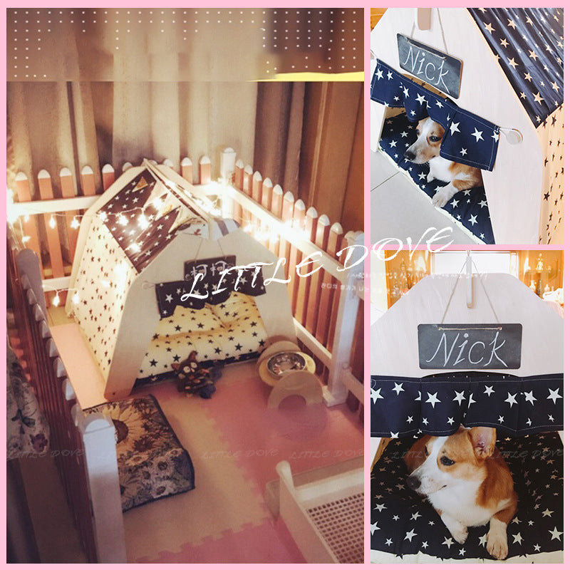 Wholesale Kennel Cat Nest Tent Small and Medium Dog Pet Nest Removable Yurt Teddy Pomeranian Wood House
