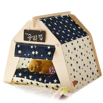 Wholesale Kennel Cat Nest Tent Small and Medium Dog Pet Nest Removable Yurt Teddy Pomeranian Wood House