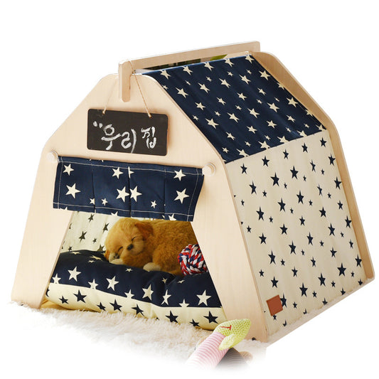 Wholesale Kennel Cat Nest Tent Small and Medium Dog Pet Nest Removable Yurt Teddy Pomeranian Wood House