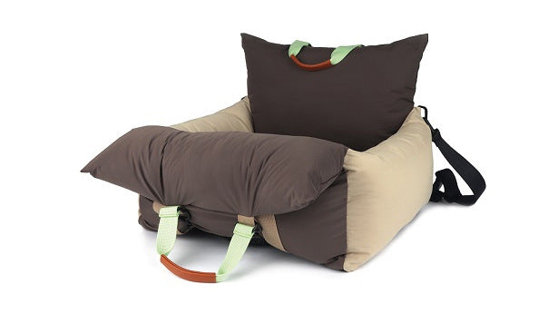 Wholesale pet car splicing brown front seat pet seat waterproof nest co-pilot safety car universal for cats and dogs