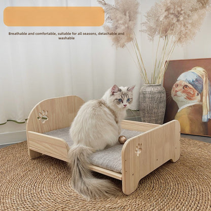 Four-season universal simple wind small wooden bed, cats and other small pets, the style is fashionable and cute, breathable and not damp