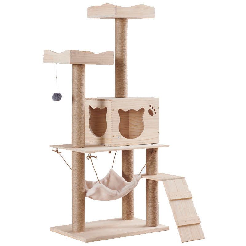 Wholesale custom solid wood cat climbing frame cat nest luxury cat jumping platform cat scratching column cat hammock pine pet nest custom