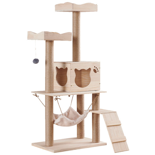 Wholesale custom solid wood cat climbing frame cat nest luxury cat jumping platform cat scratching column cat hammock pine pet nest custom
