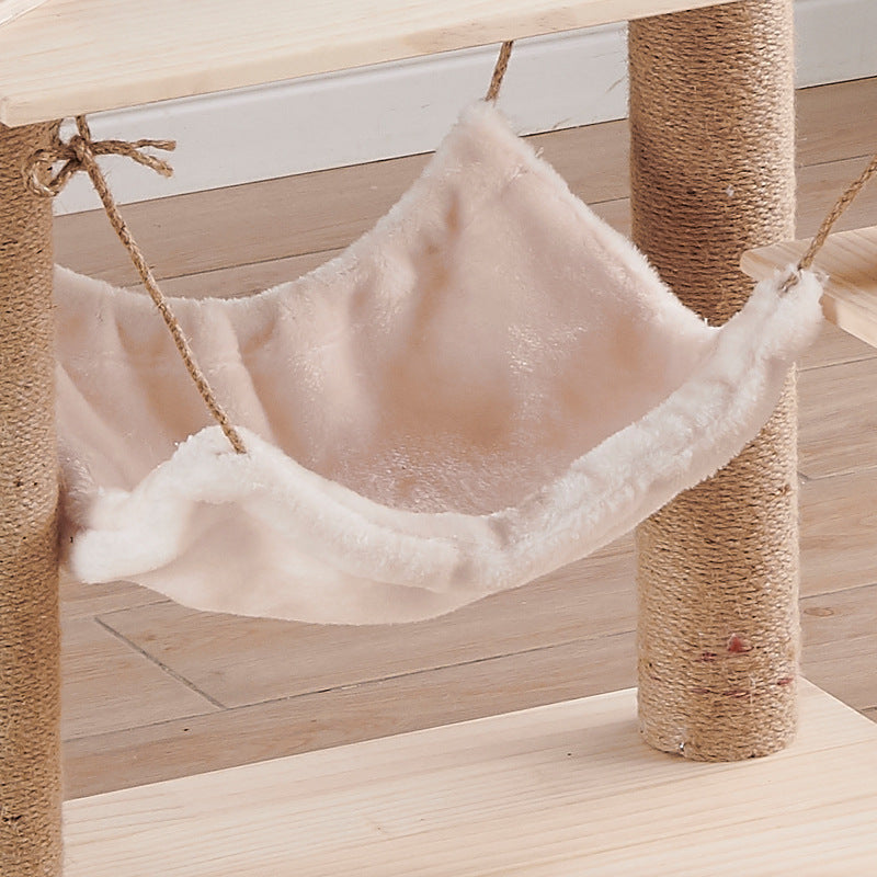 Wholesale custom solid wood cat climbing frame cat nest luxury cat jumping platform cat scratching column cat hammock pine pet nest custom