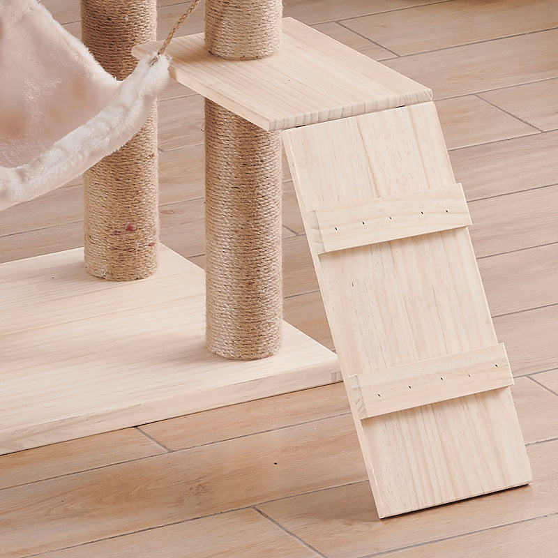 Wholesale custom solid wood cat climbing frame cat nest luxury cat jumping platform cat scratching column cat hammock pine pet nest custom