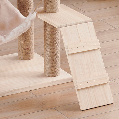 Wholesale cat climbing frame cat nest integrated solid wood cat frame sword hemp rope cat scratching column jumping platform big cat frame hammock stairs cat toy