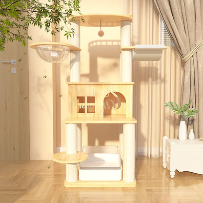 Large solid wood cat climbing frame cat nest simple and integrated four-season universal cat shelf cat jumping platform cat scratching board cat supplies