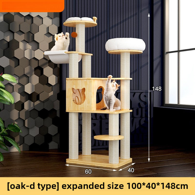 Large solid wood cat climbing frame cat nest simple and integrated four-season universal cat shelf cat jumping platform cat scratching board cat supplies