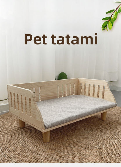 Hollow surrounded pet tatami, cat pet bed, wooden, indoor four seasons