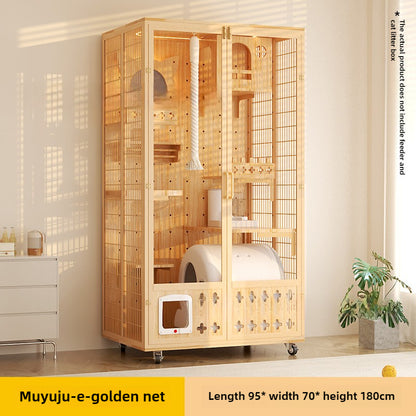 Large cat villa cat house household luxury cat cage indoor glass oversized cat integrated panoramic wooden cat house