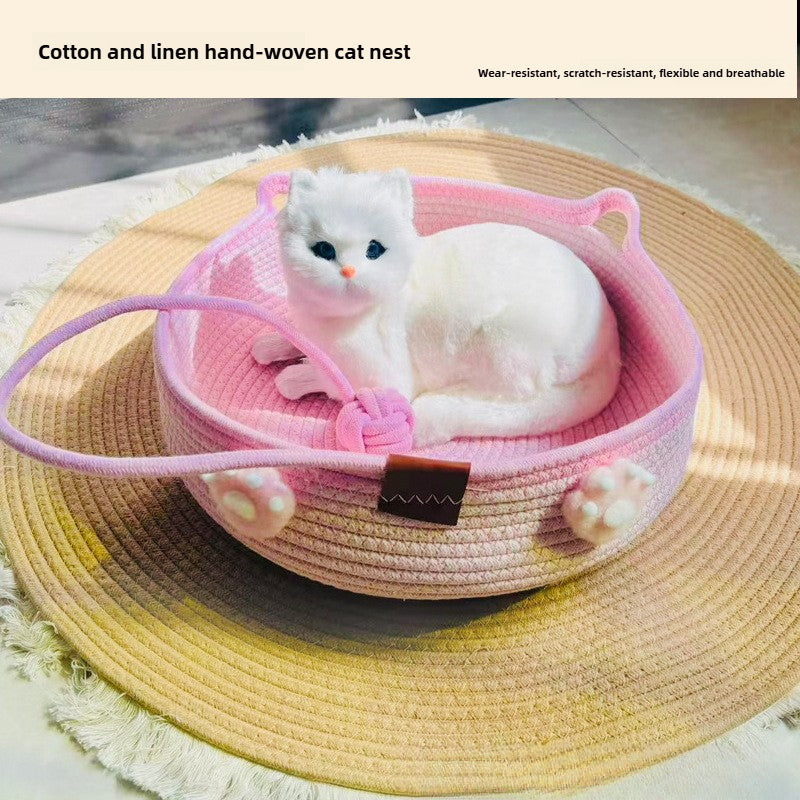 Universal in all seasons, wear-resistant, winter sleeping cat nest chips, pets can be woven with water, but cannot be washed off, scratching cat nest cotton and linen nest