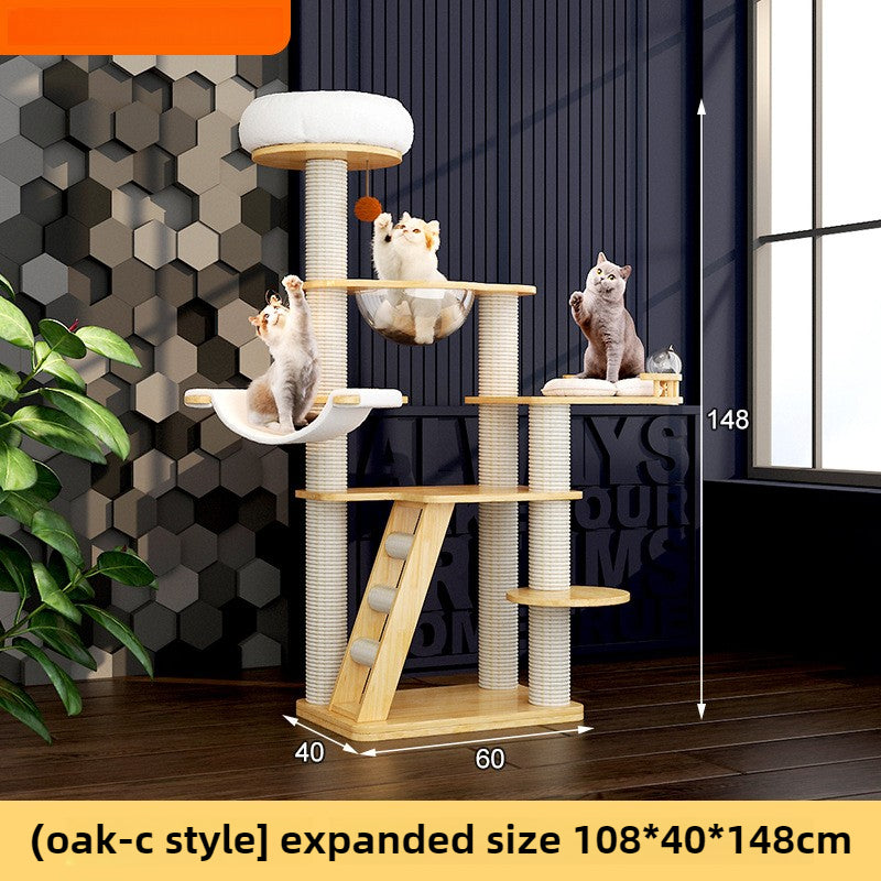 Large solid wood cat climbing frame cat nest simple and integrated four-season universal cat shelf cat jumping platform cat scratching board cat supplies