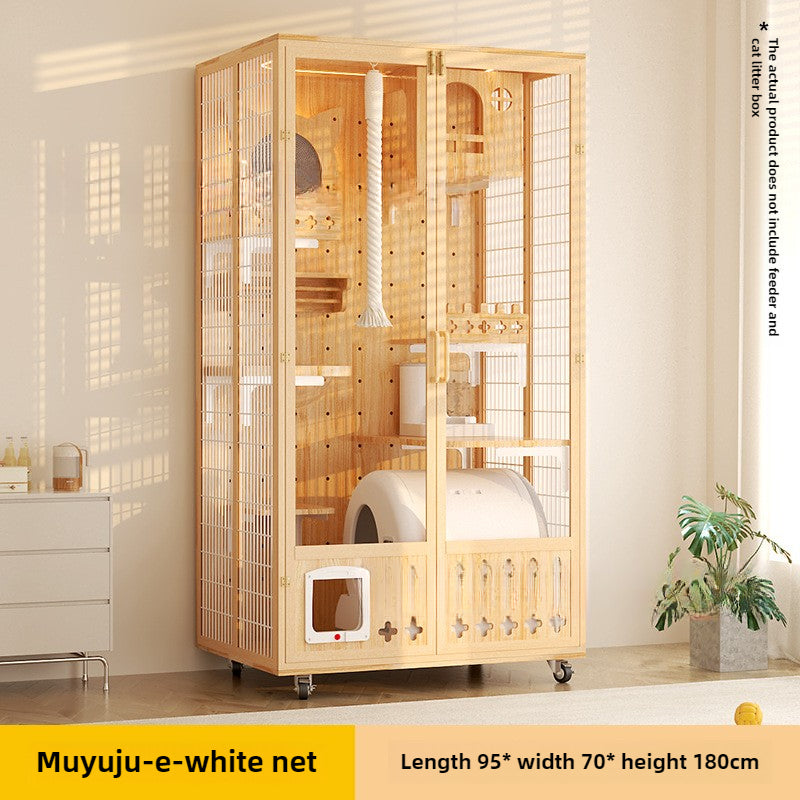 Large cat villa cat house household luxury cat cage indoor glass oversized cat integrated panoramic wooden cat house