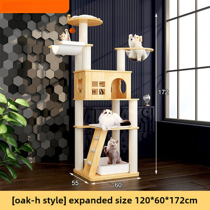 Large solid wood cat climbing frame cat nest simple and integrated four-season universal cat shelf cat jumping platform cat scratching board cat supplies