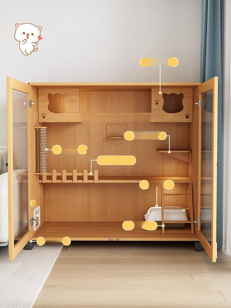 Wholesale economical cat villa solid wood cat cage waterproof cat cabinet double layer cat house cat house household indoor cat house cat nest cat cage