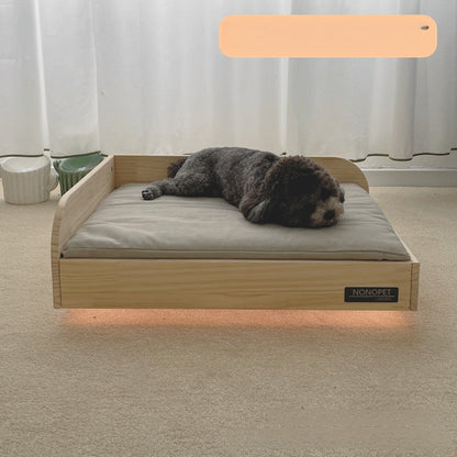 Pet solid wood bed off the ground moisture-proof cat all seasons removable washed canvas kennel wooden creative suspension bed