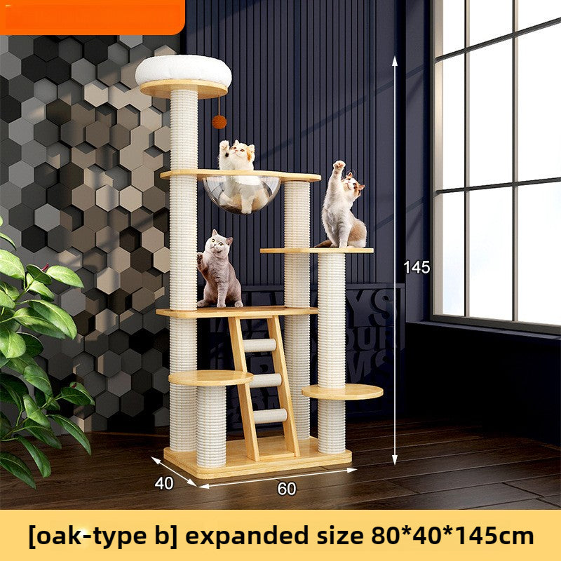 Large solid wood cat climbing frame cat nest simple and integrated four-season universal cat shelf cat jumping platform cat scratching board cat supplies