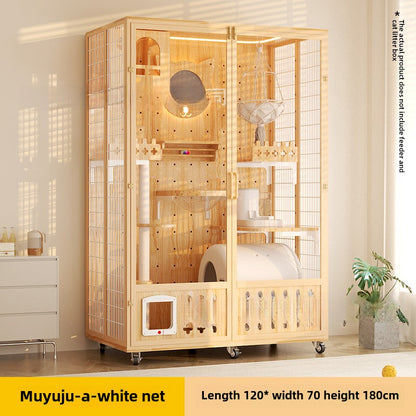 Large cat villa cat house household luxury cat cage indoor glass oversized cat integrated panoramic wooden cat house