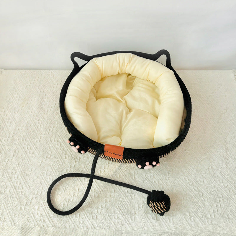 Universal in all seasons, wear-resistant, winter sleeping cat nest chips, pets can be woven with water, but cannot be washed off, scratching cat nest cotton and linen nest