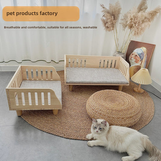Hollow surrounded pet tatami, cat pet bed, wooden, indoor four seasons