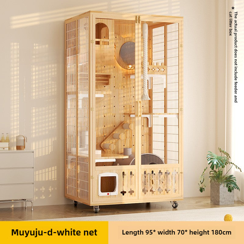 Large cat villa cat house household luxury cat cage indoor glass oversized cat integrated panoramic wooden cat house