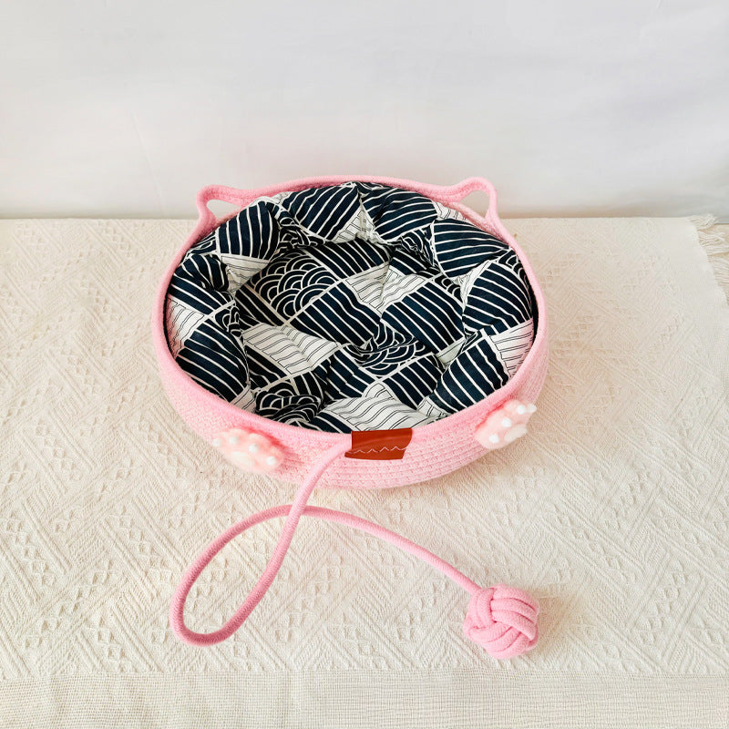 Universal in all seasons, wear-resistant, winter sleeping cat nest chips, pets can be woven with water, but cannot be washed off, scratching cat nest cotton and linen nest