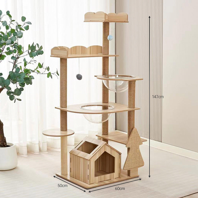 Cat climbing frame cat nest cat tree integrated household solid wood cat shelf space capsule cat nest cat observation platform cat jumping platform