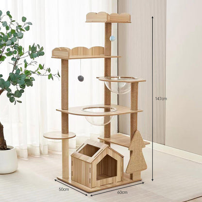 Cat climbing frame cat nest cat tree integrated household solid wood cat shelf space capsule cat nest cat observation platform cat jumping platform