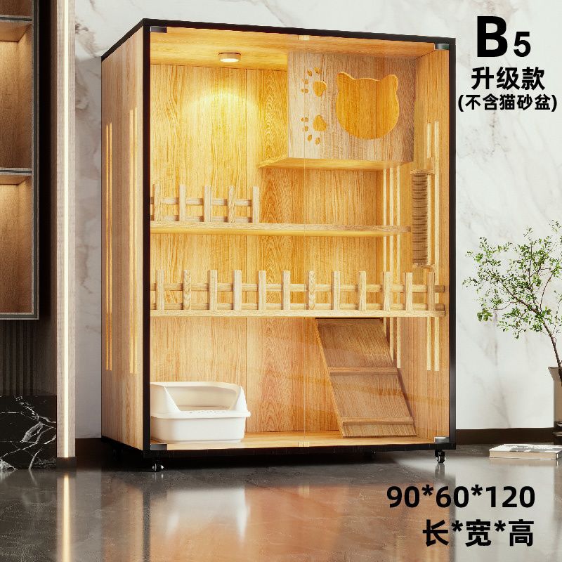 Wooden cat villa on the second and third floors of the super large cat cage cat house cat house home indoor cat house cat kennel pet cabinet