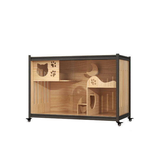 New Cat Villa Cat Cabinet TV Cabinet Solid Wood Luxury Large Space Indoor Cat Cabinet Display Cabinet Cat Nest