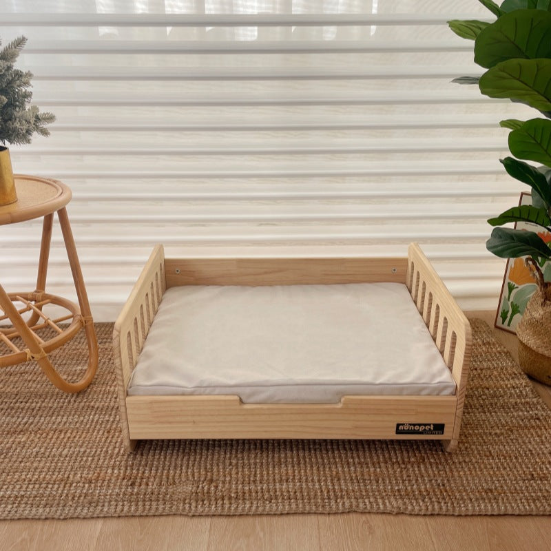 Pet wooden bed, double-sided wooden bed, pet cat and dog off-ground pet bed, all-season small dog removable pet bed