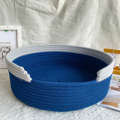 Cotton Thread Rattan Cat Nest Universal All Seasons Hand-woven Pet Nest Mat Summer Cat Mat Pet Home Storage Basket