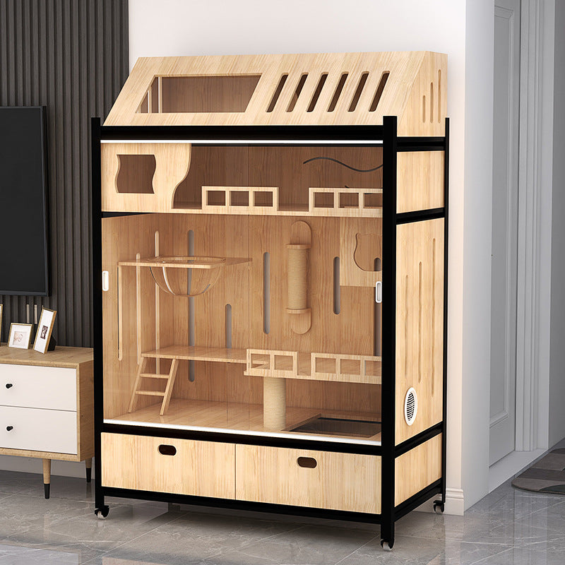 Luxury double-layer cat villa wholesale cat delivery room large space cat cage cat house solid wood cat cabinet cat cage