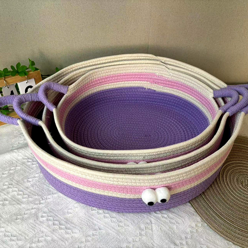 Woven cat nest, big-eyed cute pet nest, universal in all seasons, scratch-resistant and bite-resistant, washable without debris, summer cool nest, cat cat bed