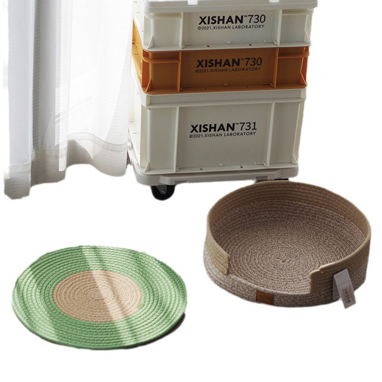 Cat nest cat scratching board integrated cat round cushion cotton thread cat claw nest claw grinder toy cat scratching blanket does not drop debris