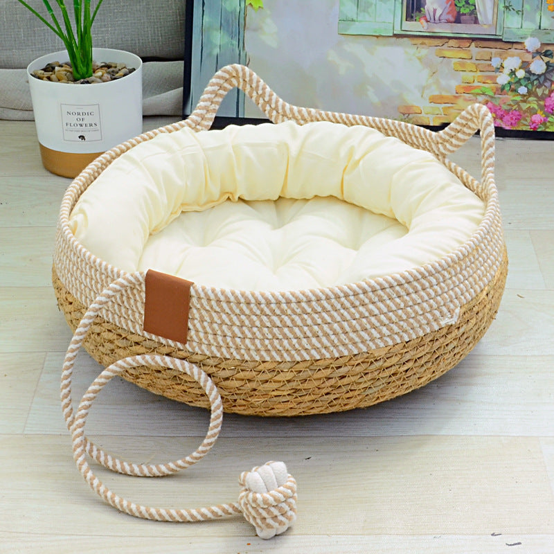 Super big cat litter universal summer cool nest rattan basket cat scratching board integrated Internet celebrity kitten summer cat litter