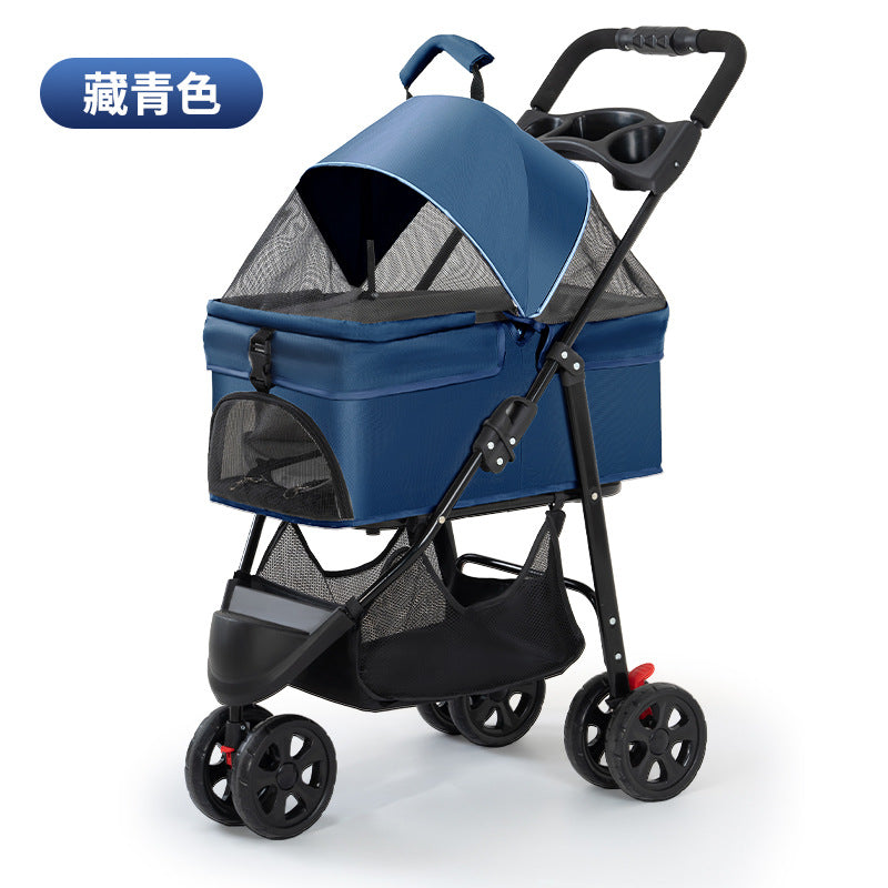 Wholesale Pet Cart Dog Cat Teddy Baby Cart Out Small Three Wheeled Pet Cart Lightweight Foldable Outdoor